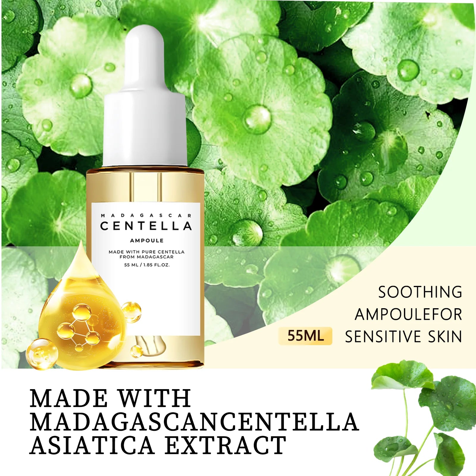 Madagascar Centella Asiatica Serum 55ml - Sensitive skin soothing formula with acne fighting,deep moisturizing benefits for face - Image 5